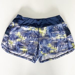 Athleta Navy Chartreuse Camo Print Athletic Shorts Size M